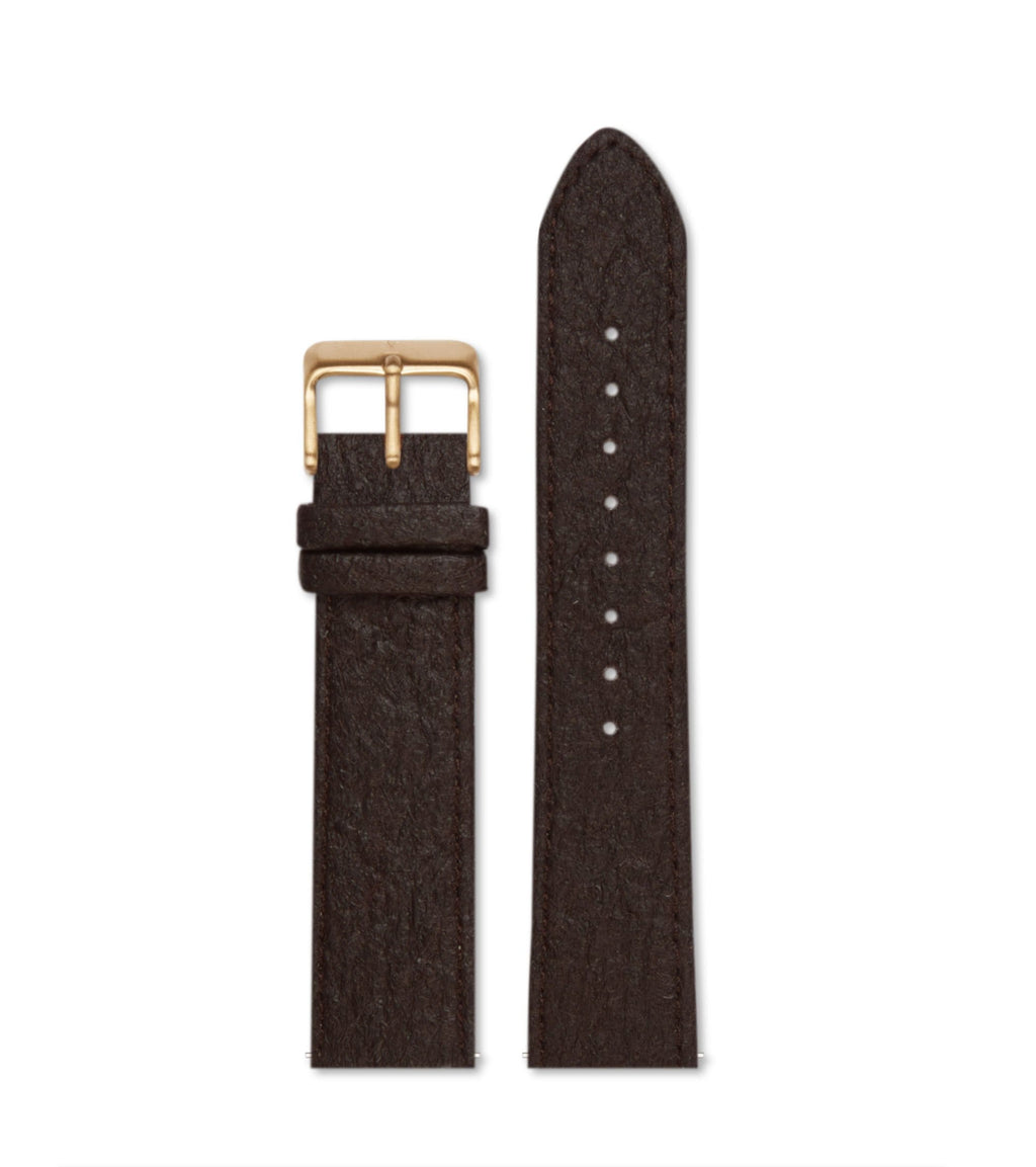 Piñatex Dark Brown with brushed gold buckle | 20mm
