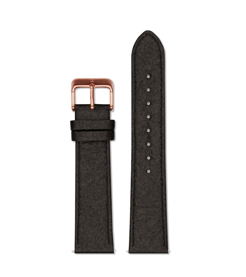 Piñatex Black with brushed rose gold buckle | 20mm