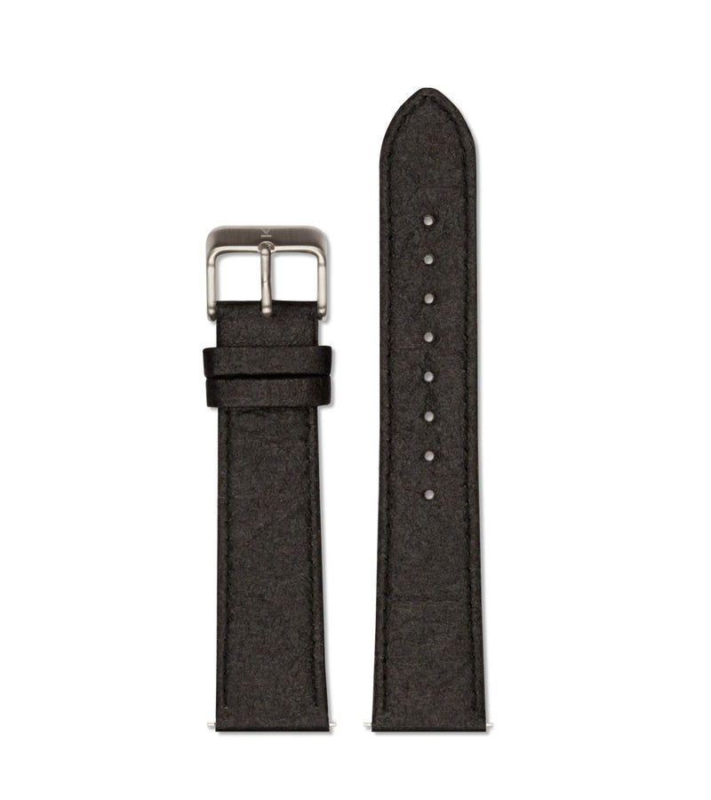 Piñatex Black with brushed silver buckle | 20mm