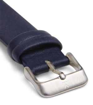Navy with brushed silver buckle | 18mm